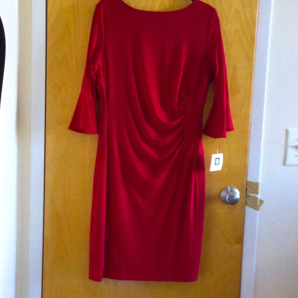 Anne Klein Side Ruched Red Dress Size 14